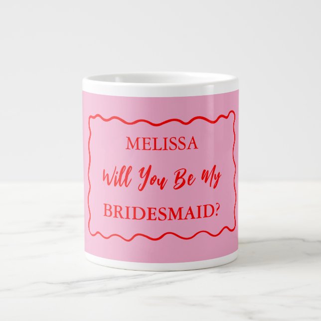 Retro Wavy werden Sie meine Bridesmaid Vorschlag 2 Jumbo-Tasse (Vorderseite)