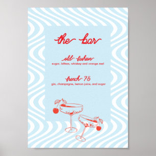 Retro Wedding Bar Sign - Blue Wave Poster