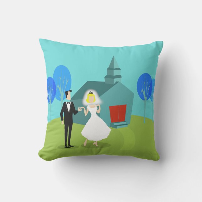 Retro Wedding Couple Outdoor Kissen (Vorderseite)