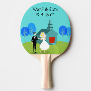 Retro Wedding Couple Ping Pong Paddle Tischtennis Schläger