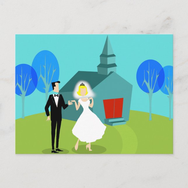 Retro Wedding Couple Postcard Postkarte (Vorderseite)