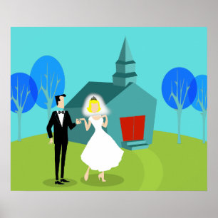Retro Wedding Couple Poster