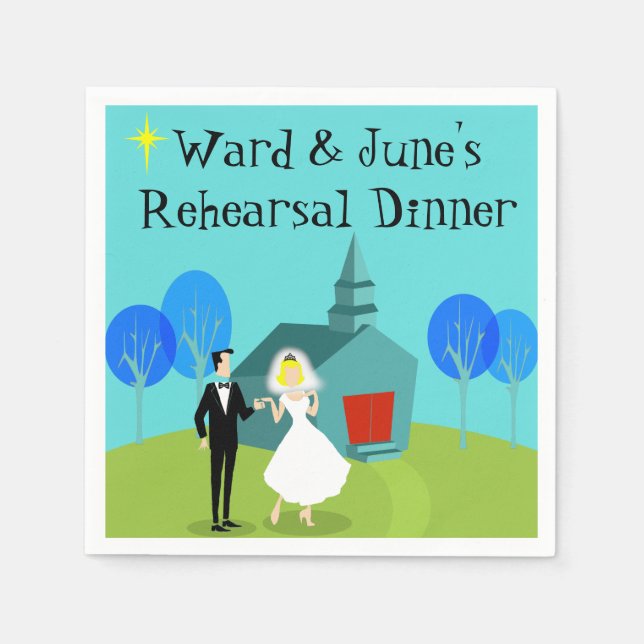 Retro Wedding Couple Probe Dinner Napkins Serviette (Vorderseite)
