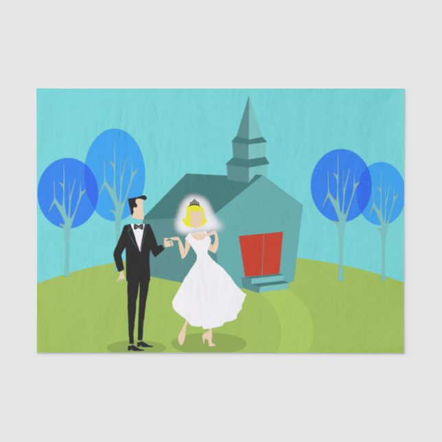 Retro Wedding Couple Tissue Paper Seidenpapier (Vorderseite)