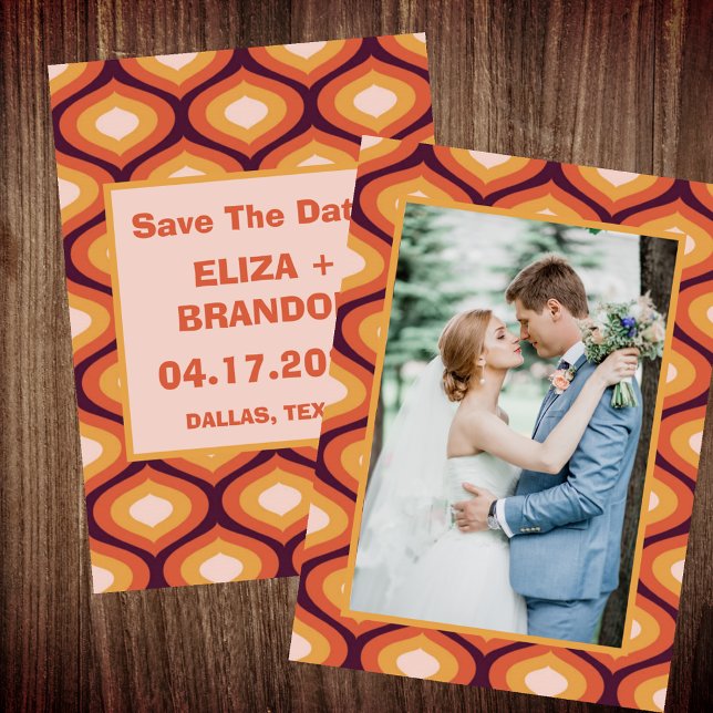 Retro Wedding Foto 70er Save the Date Einladung (Von Creator hochgeladen)