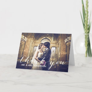 Retro Wedding Foto der Handschrifts- danken Ihnen Dankeskarte