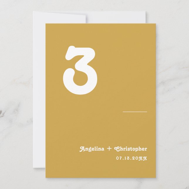Retro Wedding Minimalistisch Script Tischnummer (Vorderseite)