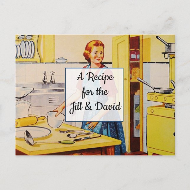 Retro Wedding Rezept Card Postkarte (Vorderseite)