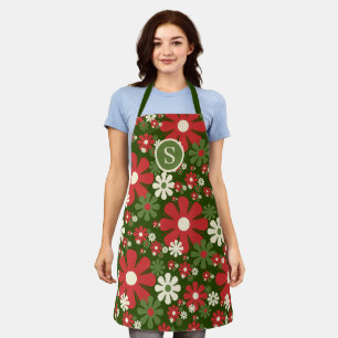 Retro-Weihnachten 60er 70er Floralmuster Anfangsbu Schürze