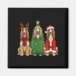 Retro-Weihnachten Afghanischer Windhund Santa Rent Magnet
