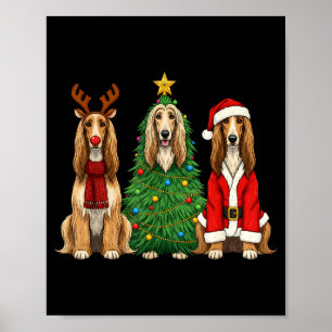 Retro-Weihnachten Afghanischer Windhund Santa Rent Poster
