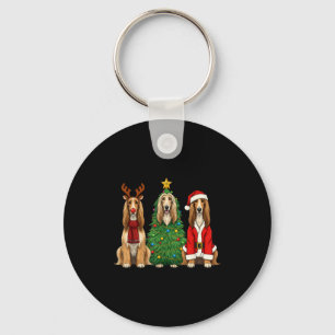 Retro-Weihnachten Afghanischer Windhund Santa Rent Schlüsselanhänger