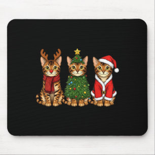 Retro-Weihnachten Bengal Katze Santa Rentier Mousepad