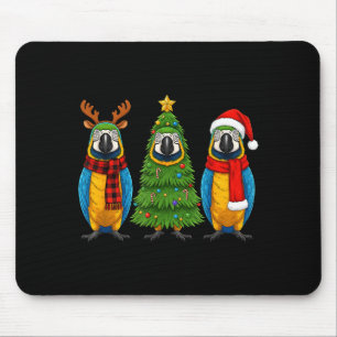 Retro-Weihnachten Blau Und Gelb Ara Papagei Weihna Mousepad