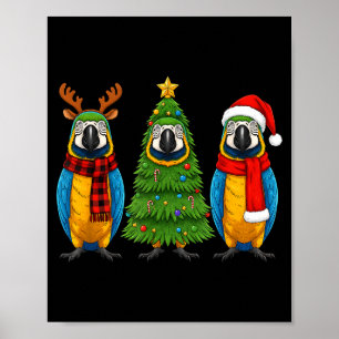 Retro-Weihnachten Blau Und Gelb Ara Papagei Weihna Poster