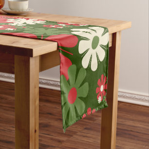 Retro Weihnachten Blume 60er 70er Floral Pattern Kurzer Tischläufer