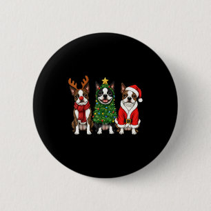 Retro-Weihnachten Boston Terrier Weihnachtsmann Re Button