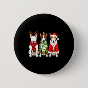 Retro-Weihnachten Bull Terrier Santa Rentier Hund Button