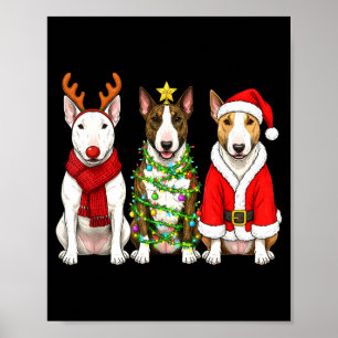 Retro-Weihnachten Bull Terrier Santa Rentier Hund  Poster