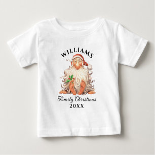 Retro Weihnachten der Familie mit Namen und Jahr Baby T-shirt