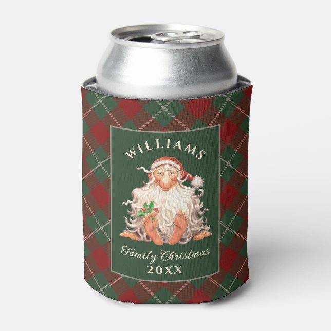 Retro Weihnachten der Familie mit Namen und Jahr Dosenkühler (Kanne Vorderseite)