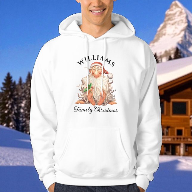 Retro Weihnachten der Familie mit Namen und Jahr Hoodie (Von Creator hochgeladen)