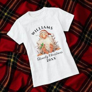 Retro Weihnachten der Familie mit Namen und Jahr T-Shirt