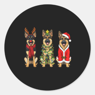 Retro-Weihnachten Deutscher Schäferhund Santa Rent Runder Aufkleber