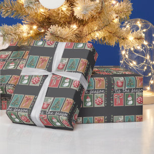 Retro Weihnachten Die Zeit Ist Da Gemütlicher Wint Geschenkpapier