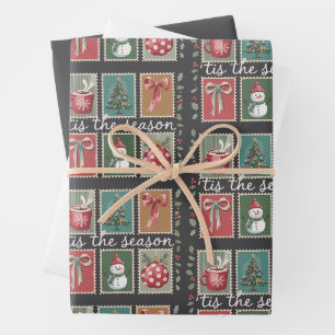 Retro Weihnachten Die Zeit Ist Da Gemütlicher Wint Geschenkpapier Set