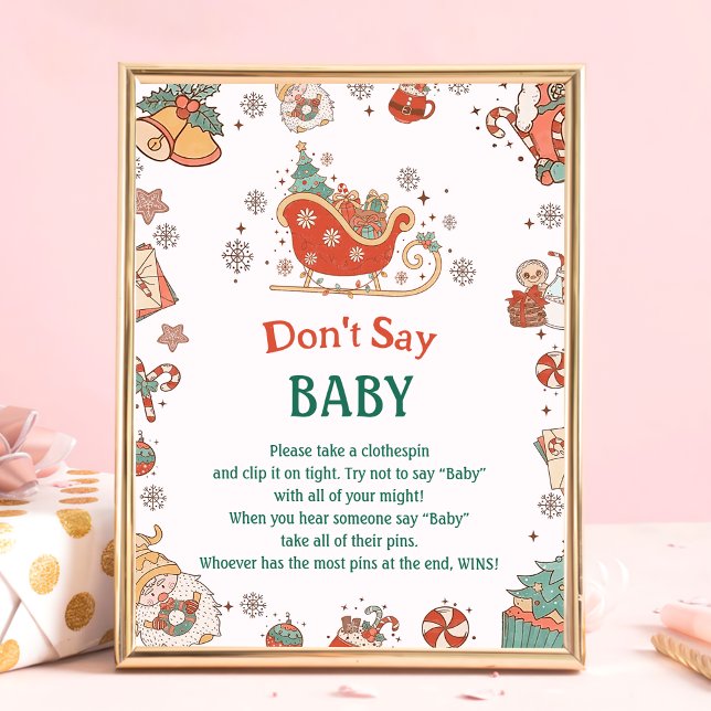 Retro Weihnachten "Don't Say Baby" Baby Shower Gam Poster (Von Creator hochgeladen)