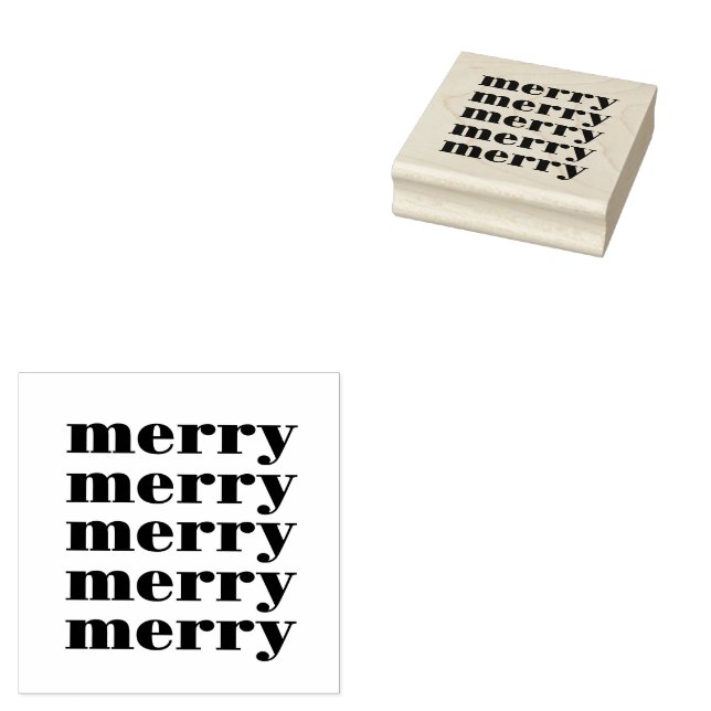 Retro-Weihnachten "fröhlich" Gummistempel (Stempel)