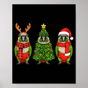 Retro-Weihnachten Grünwangensittich-Papagei Santa Poster