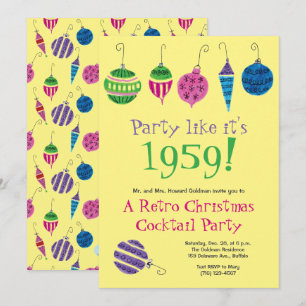 Retro Weihnachten Hand-Illustriert Cocktail Party Einladung