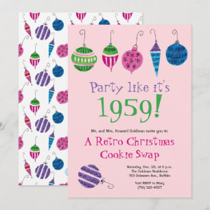 Retro Weihnachten Hand-Illustriert Cocktail Party Einladung