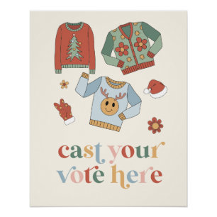 Retro-Weihnachten-Hässliches-T-Shirt-Wettbewerb-Ab Poster