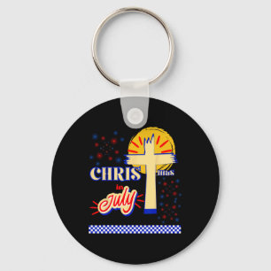 Retro-Weihnachten im Juli Christ Jesus Gott Sommer Schlüsselanhänger