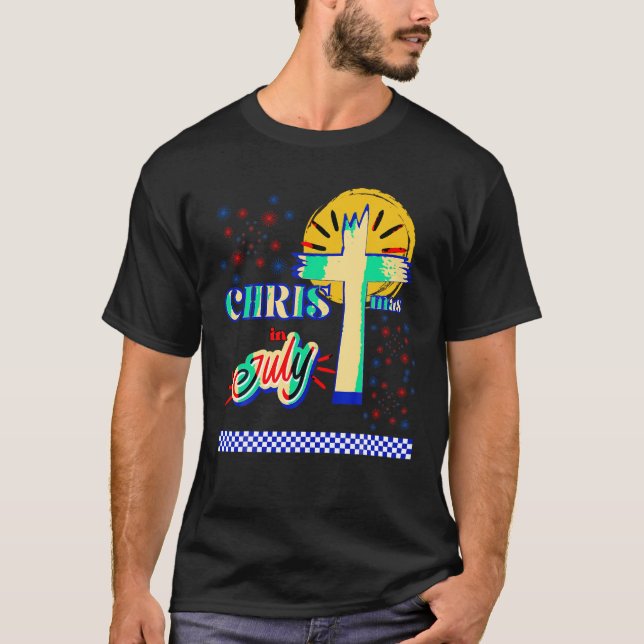 Retro Weihnachten im Juli Christlicher Jesus-Gott- T-Shirt (Vorderseite)