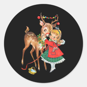 Retro Weihnachten im Stil der 1950er Jahre, tradit Runder Aufkleber