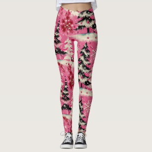 Retro-Weihnachten im Vintage-Stil: 1950er rosa Wei Leggings