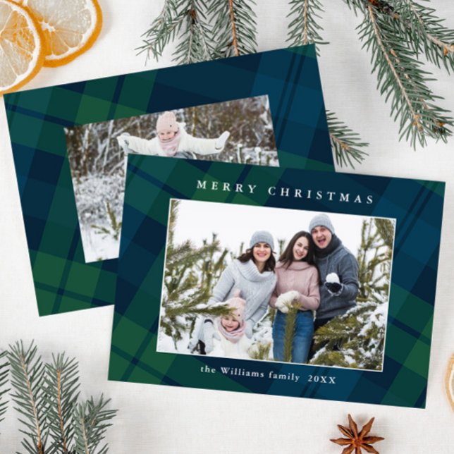 Retro Weihnachten Kariert 2 Foto Gruß (Von Creator hochgeladen)