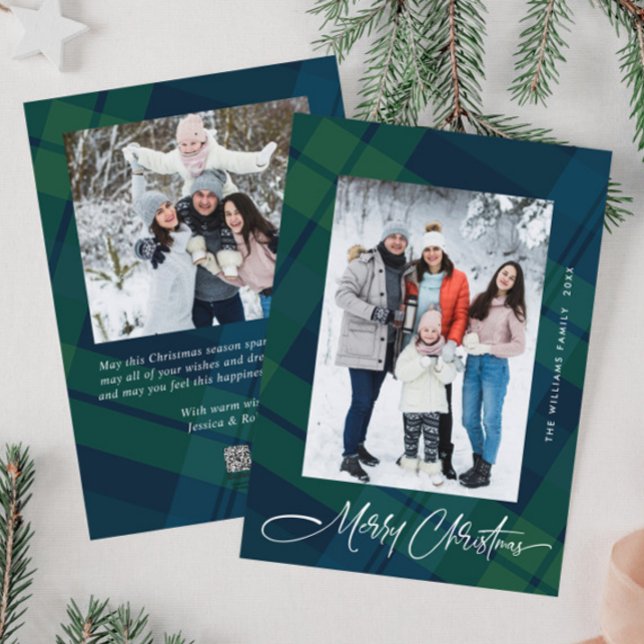 Retro Weihnachten Kariert 2 Foto Gruß (Von Creator hochgeladen)