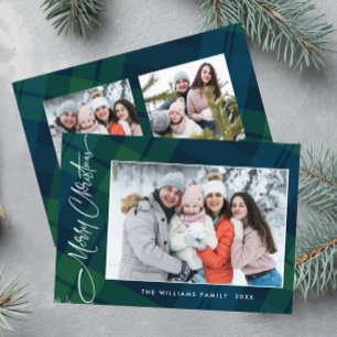 Retro Weihnachten Kariert 3 Foto Gruß