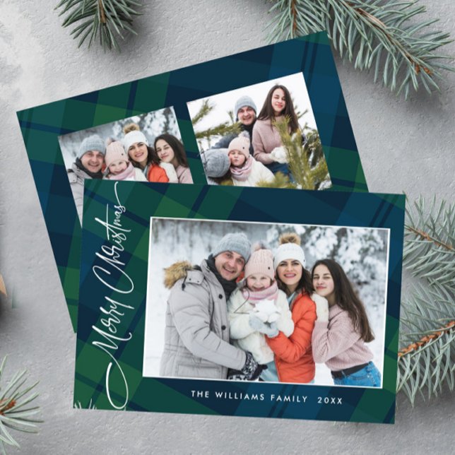 Retro Weihnachten Kariert 3 Foto Gruß (Von Creator hochgeladen)