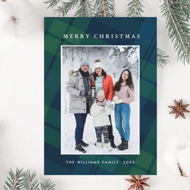 Retro Weihnachten Kariert ein Foto Gruß (Von Creator hochgeladen)