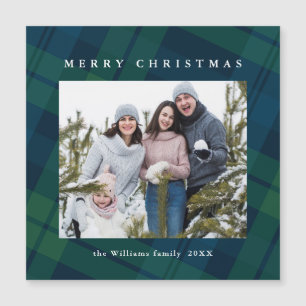 Retro Weihnachten Kariertes FOTO Magnet-Karte Magnetkarte