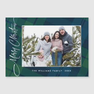 Retro Weihnachten Kariertes FOTO Magnet-Karte Magnetkarte