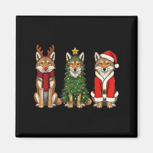 Retro-Weihnachten Kojote Santa Renntier Magnet