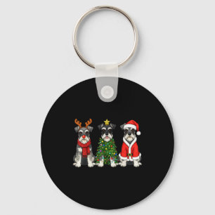 Retro-Weihnachten Miniature Schnauzer Weihnachtsma Schlüsselanhänger