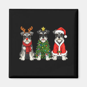 Retro-Weihnachten Miniaturschnauzer Weihnachtsmann Magnet